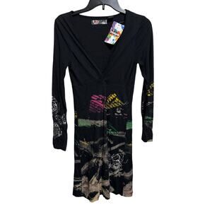 NWT Desigual Metallic Butterfly Dress S